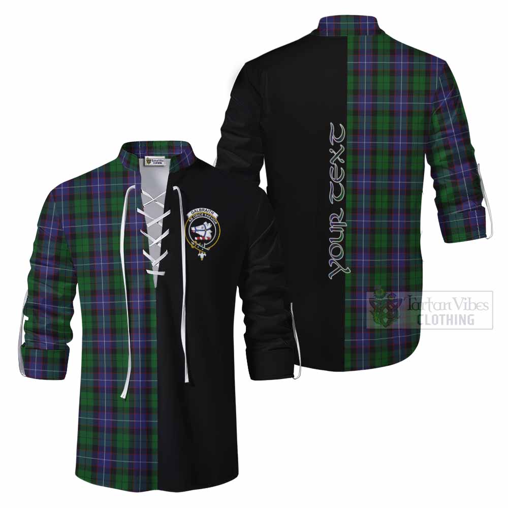 Tartan Vibes Clothing Galbraith Tartan Ghillie Kilt Shirt with Family Crest and Half Of Me Style