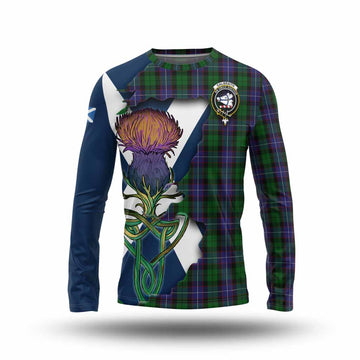 Tartan Vibes Clothing Galbraith Tartan Family Crest Long Sleeve T-Shirt Scottish Thistle Celtic Inspired