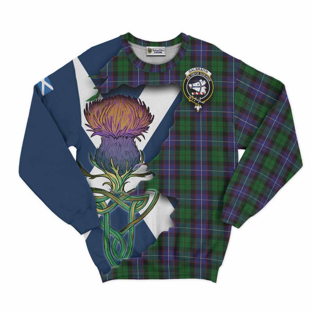 Tartan Vibes Clothing Galbraith Tartan Family Crest Sweatshirt Scottish Thistle Celtic Inspired