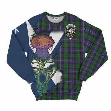 Tartan Vibes Clothing Galbraith Tartan Family Crest Sweatshirt Scottish Thistle Celtic Inspired