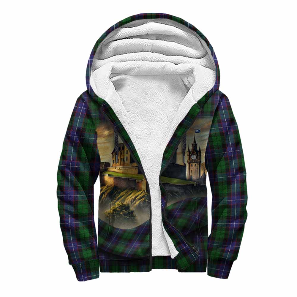 Tartan Vibes Clothing Galbraith Tartan Family Crest Sherpa Hoodie with Scottish Ancient Castle Style