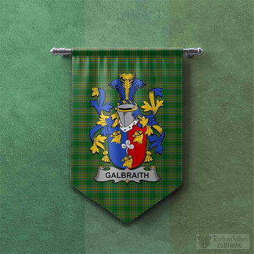 Galbraith Irish Clan Tartan Gonfalon, Tartan Banner with Coat of Arms