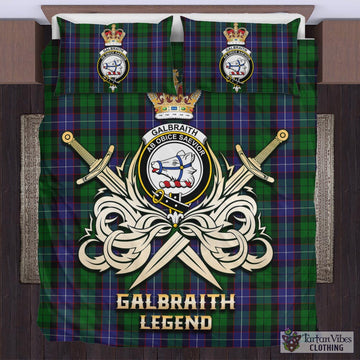 Galbraith Tartan Bedding Set with Clan Crest and the Golden Sword of Courageous Legacy