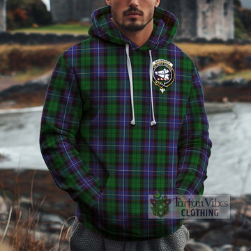 Galbraith Tartan Cotton Hoodie with Family Crest Pullover Hoodie XS - Tartan Vibes Clothing