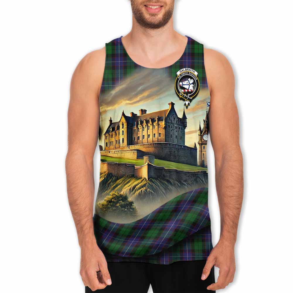 Tartan Vibes Clothing Galbraith Tartan Family Crest Men's Tank Top with Scottish Ancient Castle Style