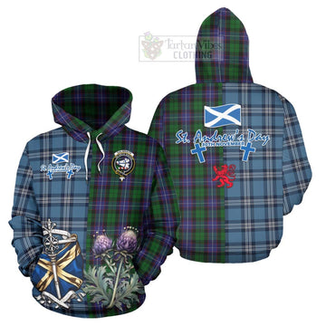 Tartan Vibes Clothing Galbraith Tartan Hoodie Happy St. Andrew's Day Half Tartan Style