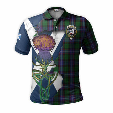 Galbraith Tartan Family Crest Polo Shirt Scottish Thistle Celtic Inspired