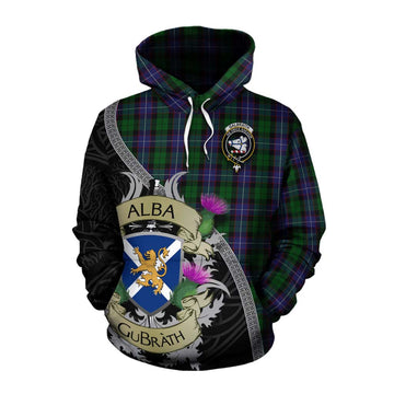 Tartan Vibes Clothing Galbraith Tartan Family Crest Cotton Hoodie Lion Rampant Royal Thistle Shield Celtic Inspired