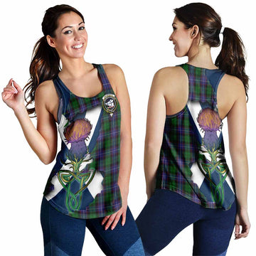 Tartan Vibes Clothing Galbraith Tartan Family Crest Women's Racerback Tanks Scottish Thistle Celtic Inspired