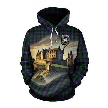 Tartan Vibes Clothing Galbraith Tartan Family Crest Cotton Hoodie with Scottish Ancient Castle Style