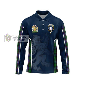 Galbraith Tartan Long Sleeve Polo Shirt with Family Crest and Lion Rampant Vibes Sport Style Unisex - Tartan Vibes Clothing
