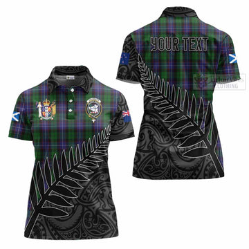 Galbraith Crest Tartan Women's Polo Shirt with New Zealand Silver Fern Half Style