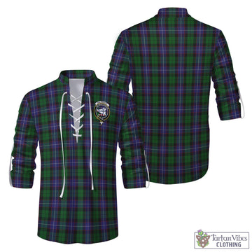 Tartan Vibes Clothing Galbraith Tartan Men's Scottish Traditional Jacobite Ghillie Kilt Shirt with Family Crest