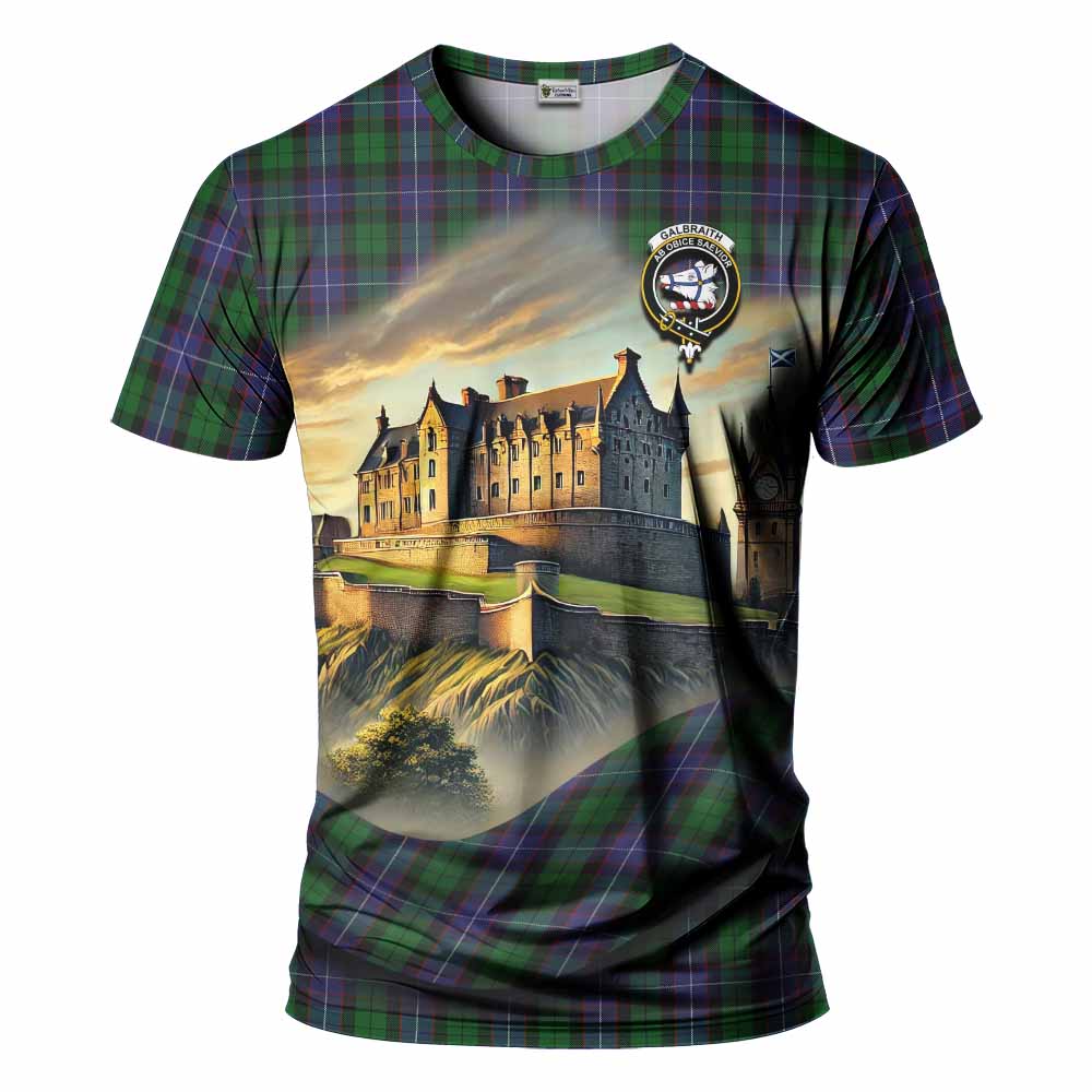 Tartan Vibes Clothing Galbraith Tartan Family Crest T-Shirt with Scottish Ancient Castle Stype