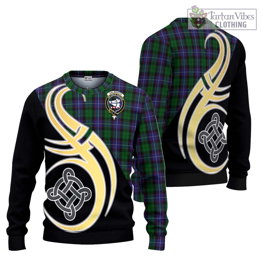 Galbraith Tartan Knitted Sweater with Family Crest and Celtic Symbol Style Unisex - Tartan Vibes Clothing