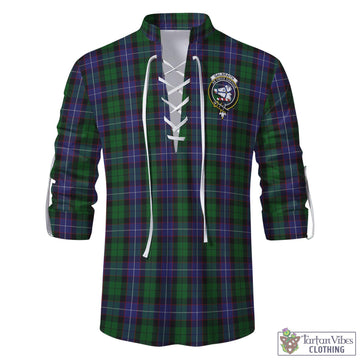 Tartan Vibes Clothing Galbraith Tartan Men's Scottish Traditional Jacobite Ghillie Kilt Shirt with Family Crest