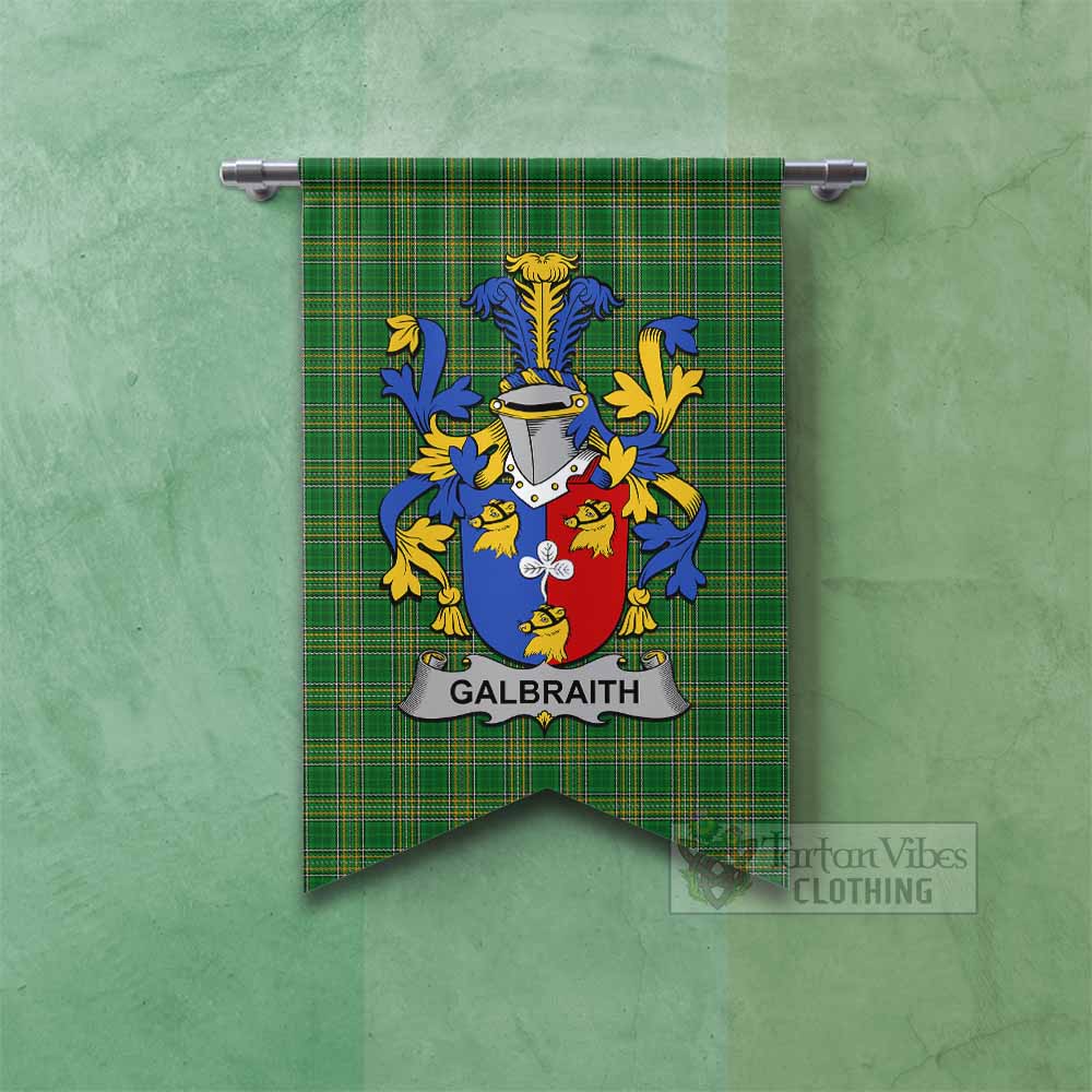 Tartan Vibes Clothing Galbraith Irish Clan Tartan Gonfalon, Tartan Banner with Coat of Arms