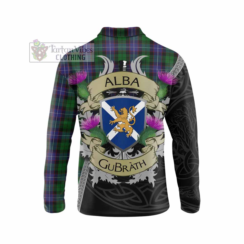 Tartan Vibes Clothing Galbraith Tartan Family Crest Long Sleeve Polo Shirt Lion Rampant Royal Thistle Shield Celtic Inspired