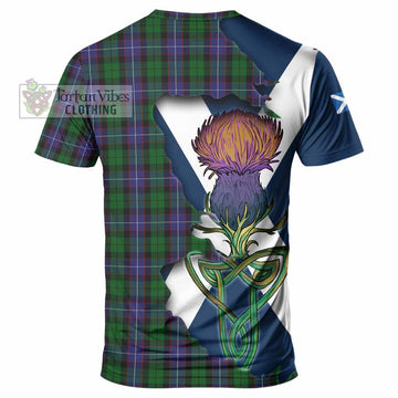 Tartan Vibes Clothing Galbraith Tartan Family Crest T-Shirt Scottish Thistle Celtic Inspired