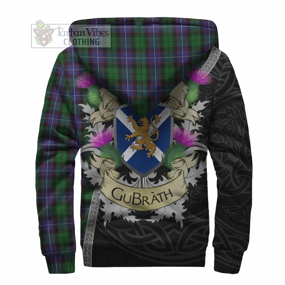 Tartan Vibes Clothing Galbraith Tartan Family Crest Sherpa Hoodie Lion Rampant Royal Thistle Shield Celtic Inspired