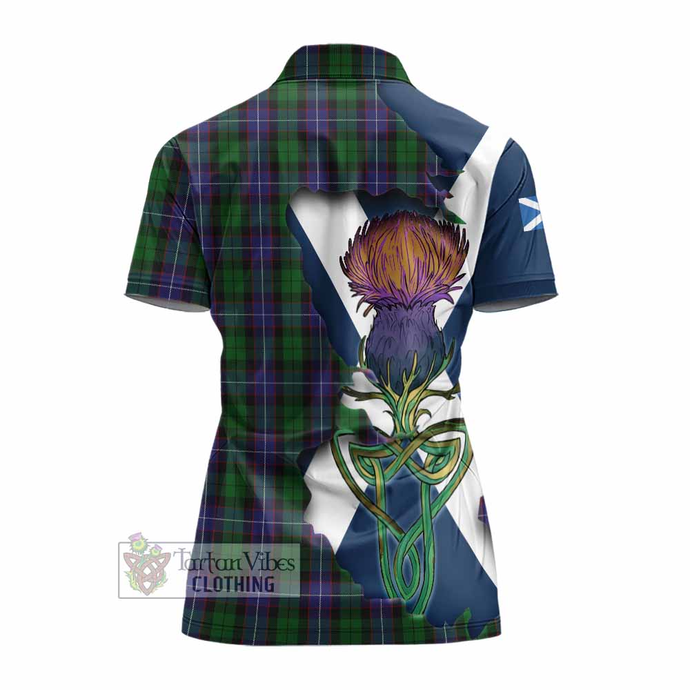 Tartan Vibes Clothing Galbraith Tartan Family Crest Women's Polo Shirt Scottish Thistle Celtic Inspired