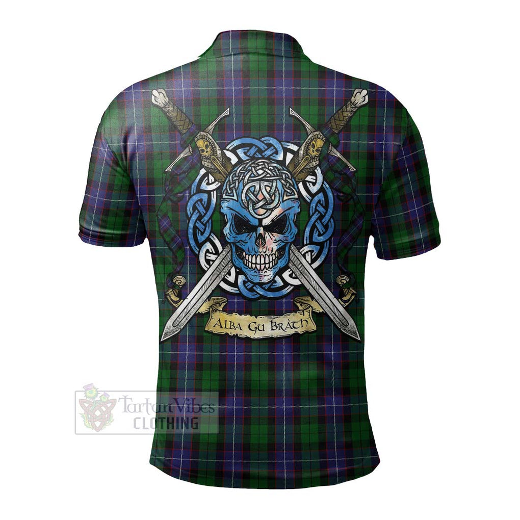 Tartan Vibes Clothing Galbraith Tartan Polo Shirt with Family Crest Celtic Skull Style