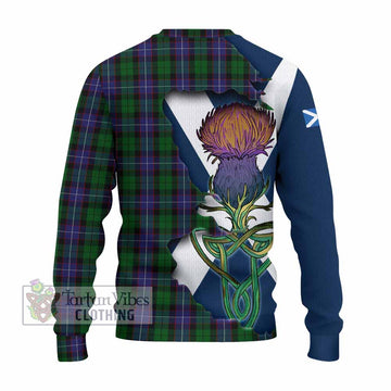 Tartan Vibes Clothing Galbraith Tartan Family Crest Knitted Sweater Scottish Thistle Celtic Inspired