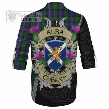 Galbraith Tartan Family Crest Ghillie Kilt Shirt Lion Rampant Royal Thistle Shield Celtic Inspired