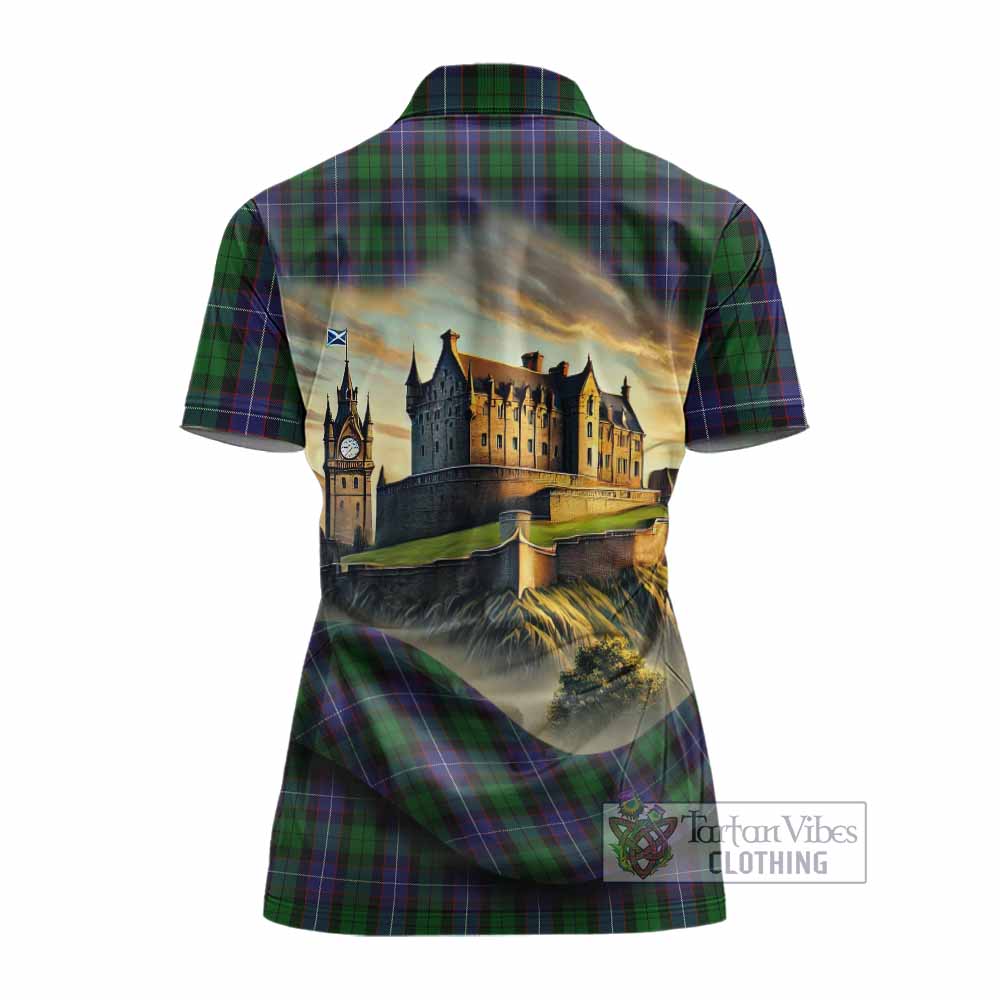 Tartan Vibes Clothing Galbraith Tartan Family Crest Women's Polo Shirt with Scottish Ancient Castle Stype