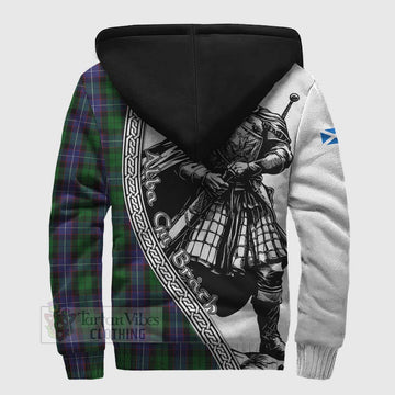 Galbraith Tartan Clan Crest Sherpa Hoodie with Highlander Warrior Celtic Style