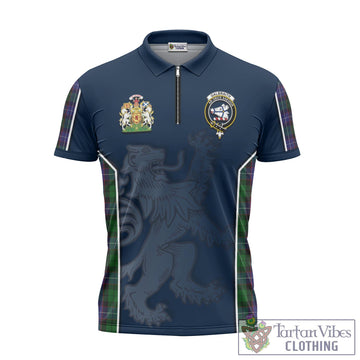Galbraith Tartan Zipper Polo Shirt with Family Crest and Lion Rampant Vibes Sport Style