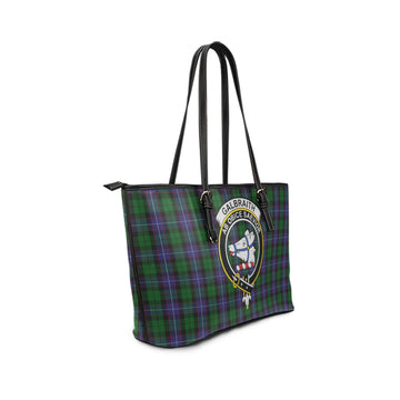 Galbraith Tartan Leather Tote Bag with Family Crest
