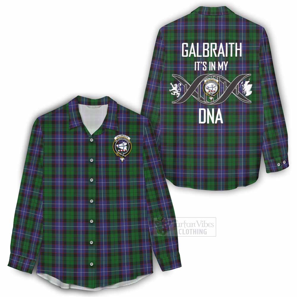 Tartan Vibes Clothing Galbraith Tartan Women's Casual Shirt with Family Crest DNA In Me Style
