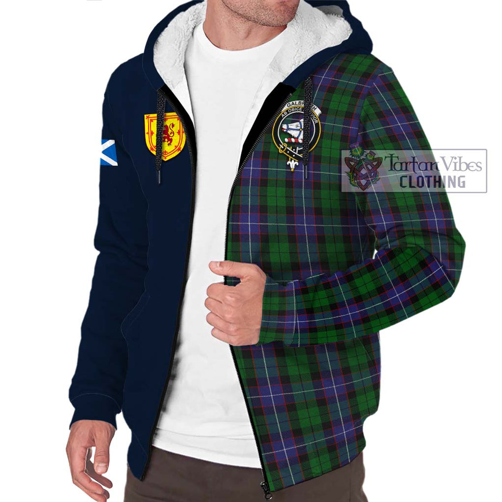 Galbraith Tartan Sherpa Hoodie Alba with Scottish Lion Royal Arm Half Style - Tartan Vibes Clothing