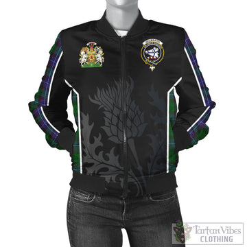 Galbraith Tartan Bomber Jacket with Family Crest and Scottish Thistle Vibes Sport Style