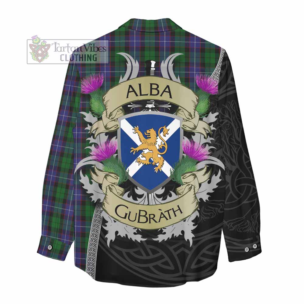 Tartan Vibes Clothing Galbraith Tartan Family Crest Women's Casual Shirt Lion Rampant Royal Thistle Shield Celtic Inspired