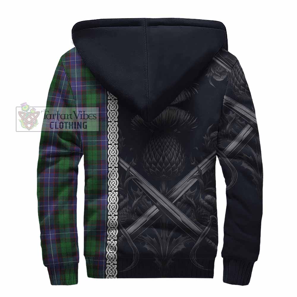 Tartan Vibes Clothing Galbraith Tartan Sherpa Hoodie with Family Crest Cross Sword Thistle Celtic Vibes