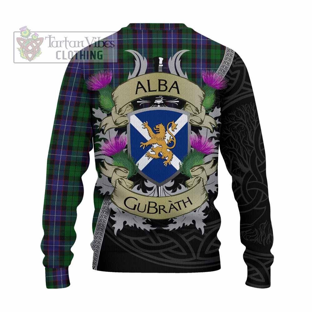 Tartan Vibes Clothing Galbraith Tartan Family Crest Knitted Sweater Lion Rampant Royal Thistle Shield Celtic Inspired