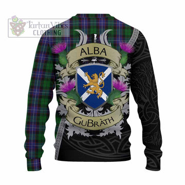 Tartan Vibes Clothing Galbraith Tartan Family Crest Knitted Sweater Lion Rampant Royal Thistle Shield Celtic Inspired