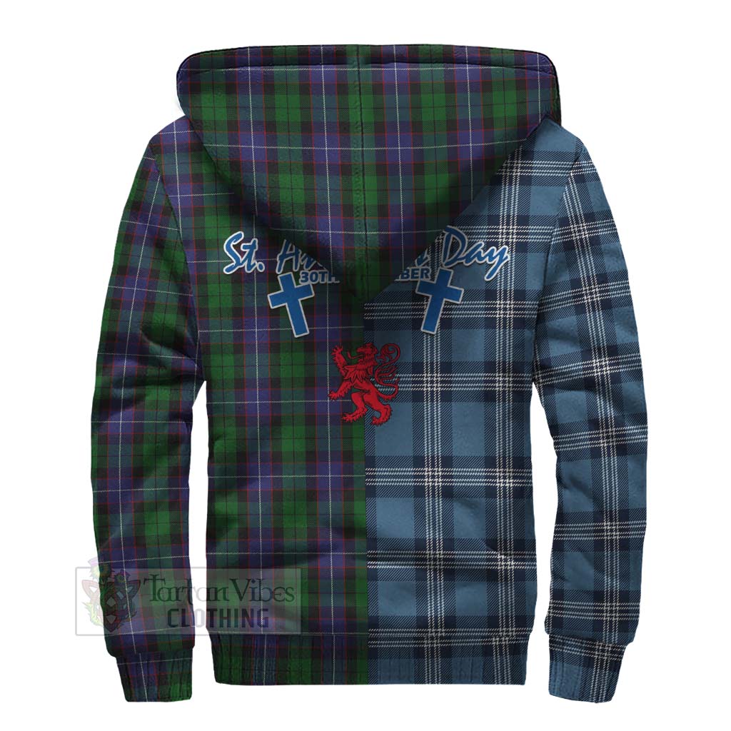 Tartan Vibes Clothing Galbraith Tartan Sherpa Hoodie Happy St. Andrew's Day Half Tartan Style