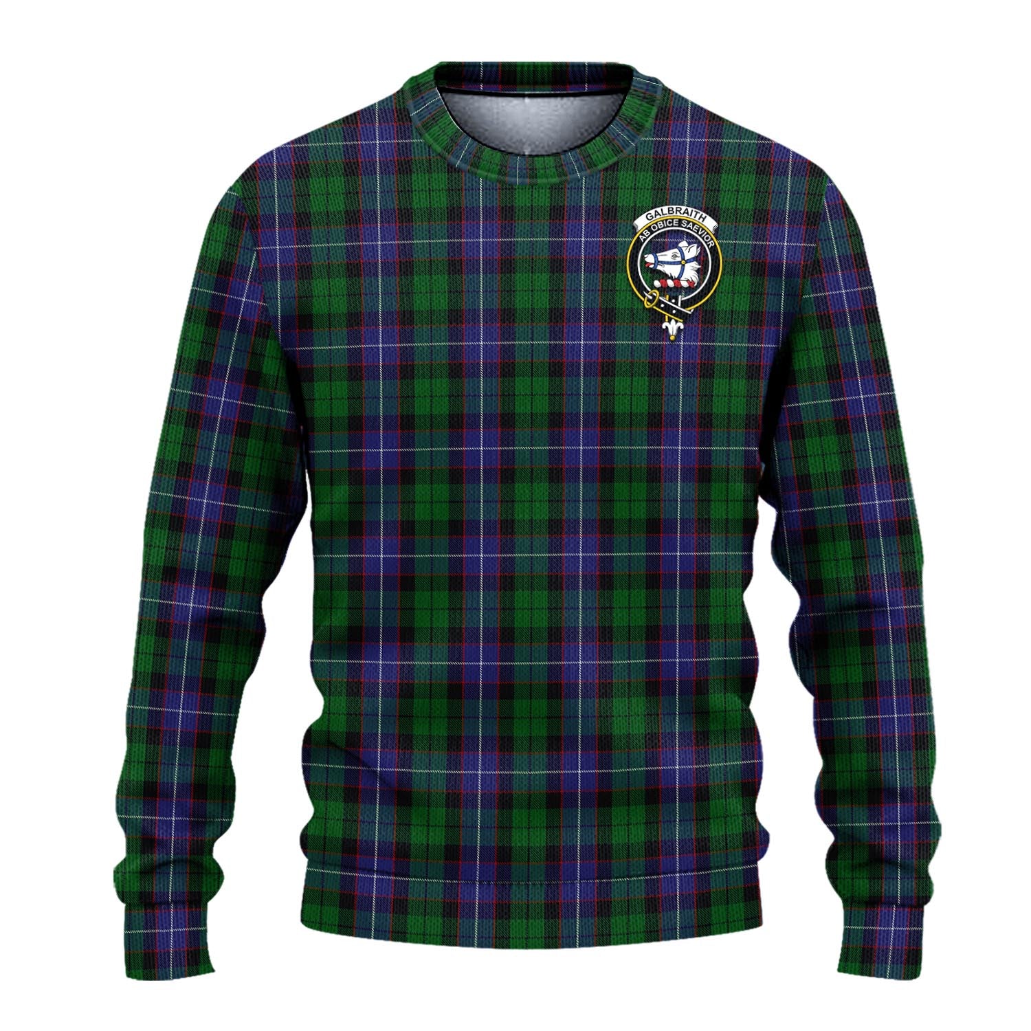Galbraith Tartan Knitted Sweater with Family Crest - Tartanvibesclothing