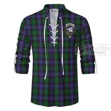 Tartan Vibes Clothing Galbraith Tartan Ghillie Kilt Shirt with Family Crest Celtic Skull Style