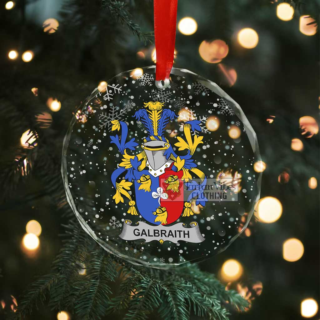 Tartan Vibes Clothing Galbraith Irish Clan Christmas Glass Ornament with Coat of Arms