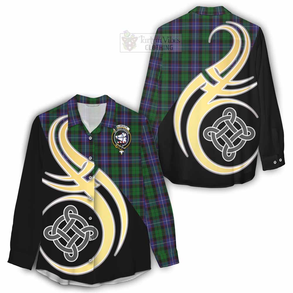 Tartan Vibes Clothing Galbraith Tartan Women's Casual Shirt with Family Crest and Celtic Symbol Style