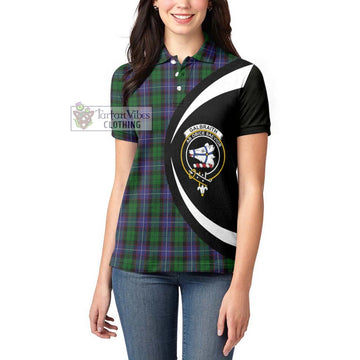 Galbraith Tartan Women's Polo Shirt with Family Crest Circle Style