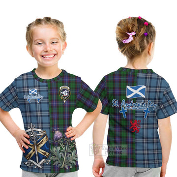 Galbraith Tartan Kid T-Shirt Happy St. Andrew's Day Half Tartan Style