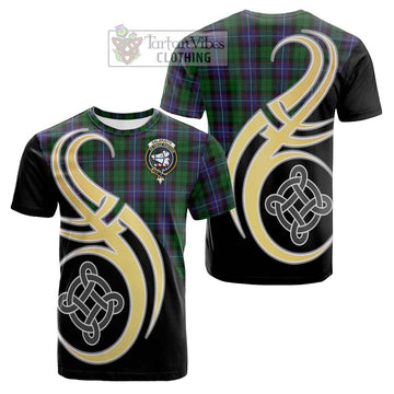 Tartan Vibes Clothing Galbraith Tartan Cotton T-shirt with Family Crest and Celtic Symbol Style