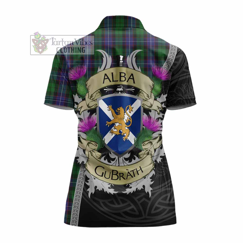Tartan Vibes Clothing Galbraith Tartan Family Crest Women's Polo Shirt Lion Rampant Royal Thistle Shield Celtic Inspired