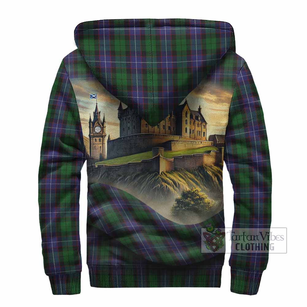 Tartan Vibes Clothing Galbraith Tartan Family Crest Sherpa Hoodie with Scottish Ancient Castle Style