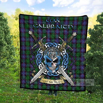 Tartan Vibes Clothing Galbraith Tartan Quilt with Celtic Skull Alba Gu Brath Style